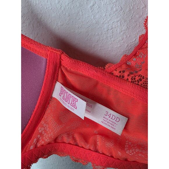 Victoria's Secret Push Up Bra 34DD Lace Racerback Front Closure Underwire - Picture 5 of 7